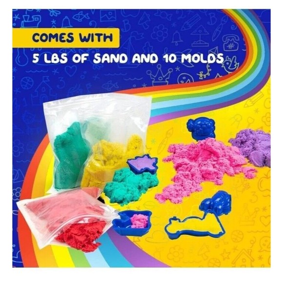 LITTLE CHUBBY ONE 8 Color Kids Play Sand Set 5 Lbs of Sand 10 Molds Non-Toxic - Picture 11 of 11